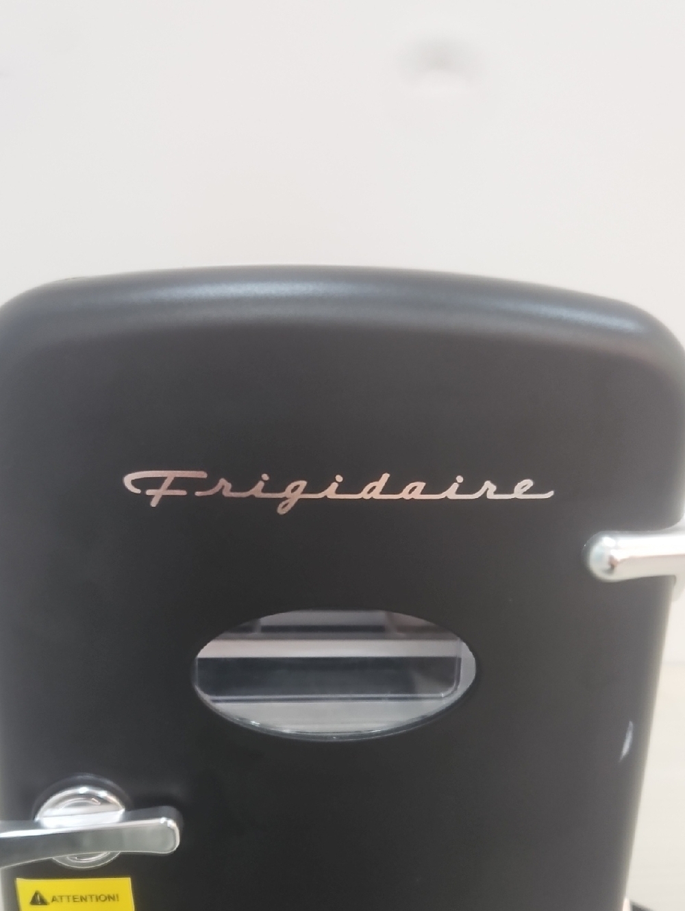 Black Mini Retro Fridge — Frigidaire 7" × 11"